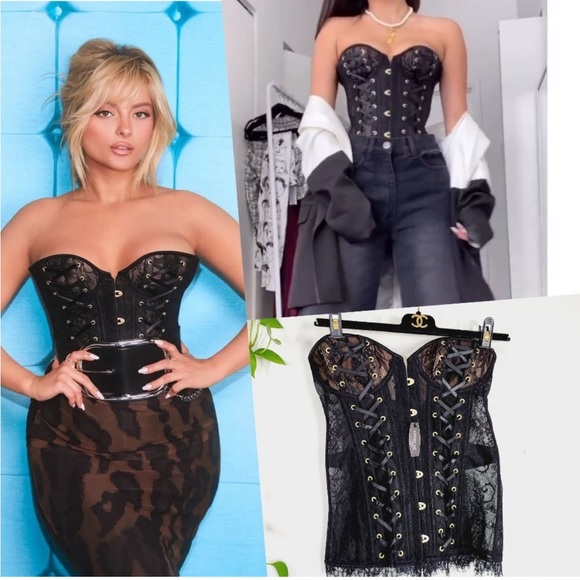 Cross Satin Ribbon Laced Up Corset Victorian - Picture 12 of 15